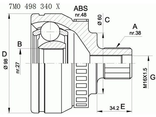 خرید 7M0498099 قطعات دنده C.V Joint online manufacture